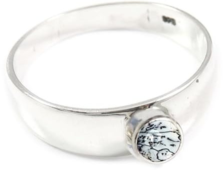 Dendrit-Opal Edelstein 925 Sterling Silber Stilvoller Handgefertigter Band Ring Geschenkartikel Herren und Damen Schmuck JSR-366CI9_(55 (17.5))