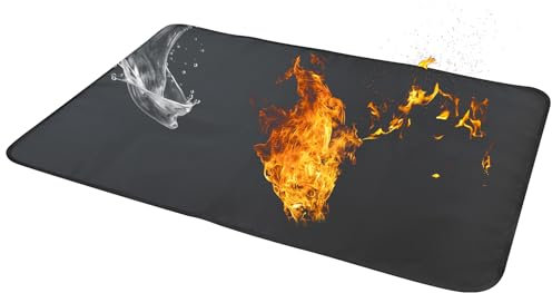 TAIANJI 105x60cm Grillmatte Bodenschutz Matte, Feuerfeste Unterlage Wiederverwendbar Hitzeschutzmatte Grillunterlage für Outdoor Grill Boden BBQ Gasgrill Holzkohlegrill Kamine