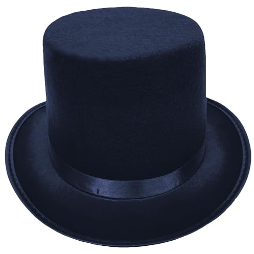 Btgghytr Cappello a cilindro con bordo arrotolato, per adulti, per spettacoli teatrali, per feste e balli, colore: blu, Blu, S