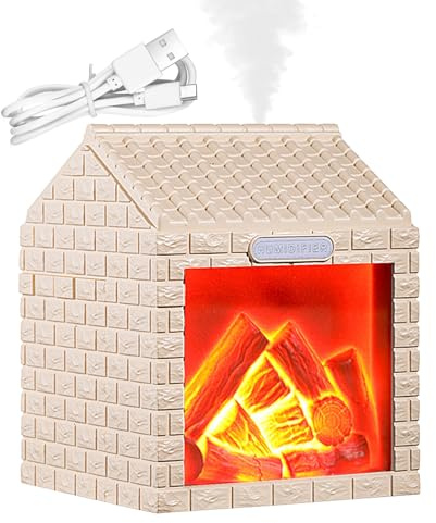 Umidificatore per aromaterapia decorativo per caminetto | Umidificatore e diffusore di aromaterapia con luce LED - Decorazione per interni con fredda mediante atomizzazione e ricarica USB