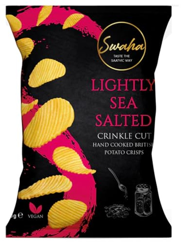 Swaha Authentically Saatvic Hand Cooked British Potato Crisps X24 Lightly Sea Salted Flavour 40g (LIGHTLY SEA SALT, 24 PACK)