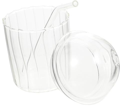 DECORNIJIA Transparent Water Cup With Cover Reusable Straw Portable Compact Bottle For Tea Milk Soda Glass Tumbler For Home Restaurant Use