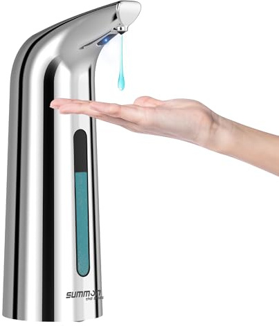 Summon The Elve Seifenspender Automatisch,400ML Berührungsloser Batteriebetriebener Elektrischer Seifenspender mit Sensor,4 Stufen Verstellbar No Touch Soap Dispenser für Küche (Silber)