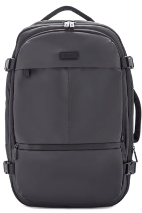 Rock Belgravia Expandable Backpack in Black - Laptop Compartment – USB Charging Port, Trolley Strap & Cabin Bag Compliant – 49 x31x20/25 cm 30L Capacity