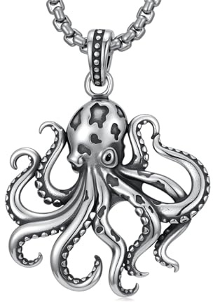 PDTJMTG Octopus-Halskette für Herren mit 925er Sterlingsilber-Anhänger, Meerestier-Schmuck im maritimen Look