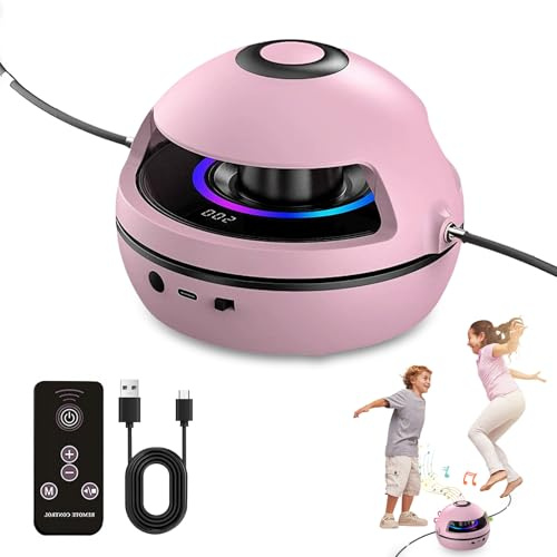 Music Jump Rope Machine, 10-Speed Gear Shift and LED Display Ropeless Skipping Rope, Skipping Rope With Counter, Remote and Colored Breathing Light, Kids Smart Gym Equipment, for Kids, Adults,Parties