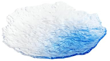 Plato transparente creativo de cristal para el hogar, color sólido, vajilla personalizada, 9.5 pulgadas, azul halo