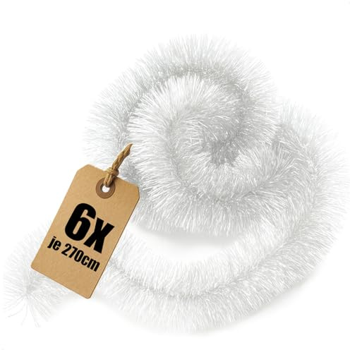 com-four® 6X Tannengirlande 270 cm, künstliche Weihnachtsgirlande | 16,2 m Gesamtlänge - Girlande für Weihnachtsbaum - Deko für Fenster - Tür - Geländer - Tisch