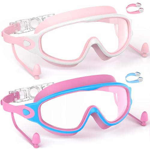Yidoroye Gafas natacion, gafas natacion niño de 3 a 15 años, antivaho, impermeables, máscara de buceo panorámica, antifugas de 180° gafas piscina niños, para niños y niñas