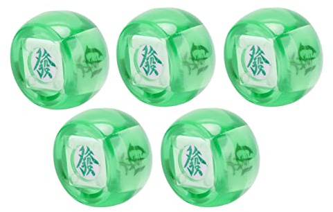 Cosiki 5-teiliges Mahjong-Würfel-Set, Langlebige Kunststoff-Würfel in Ost-Süd-West-Nord-Richtung für Brettspiele und Gelegenheitsunterhaltung (Transparentes Grün)