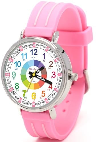 Kiddus Orologio Educativo per Bambine, Orologio da polso Analogico per Bambina 5-10 Anni, 3ATM e 5ATM, Primo con Ore e Minuti, Regalo Bimba Aprendimento