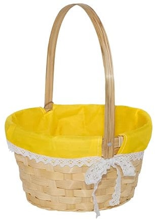 Easter Egg Hunt Wicker Basket Kid Child Party Flower Craft Gift Basket (Yellow, 1)