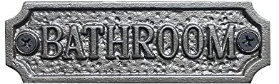 Cast Iron Bathroom Door Metal Sign Plaque | Toilet | loo | Hotel | Air B&B | Guest House | Restaurant | Pub | Inn | Bed and Breakfast | Campsite| Supplied with Two Screws for Easy Fixing