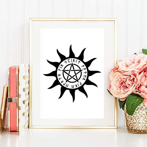 Din A4 Kunstdruck ungerahmt Sonne Elemente Erde Pagan Mutter Wicca Gothic Runen Nordic Pentagramm Geschenk Druck Poster Deko Bild