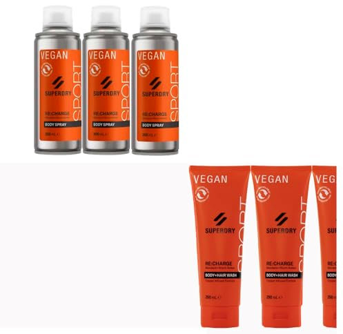 7tlg. Set kompatibel mit Sport RE: charge Funky Rot Männer Deospray Deodorant Body Spray & 2in1 Duschgel & Shampoo + Dustbag von STUDIO.MUNET