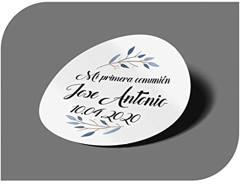 CrisPhy Personalisierbare Aufkleber für Taufe, Kommunion, Hochzeit, Party, Geburtstag, Vintage-Stempel, 26 Stück 60 mm, Mattes Papier