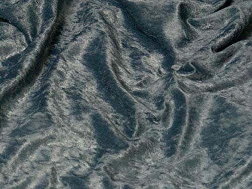 Premium Crushed Velvet Stretch Velour Fabric 150cm 59 Wide for Upholstery Dress Craft Drape Curtain Bed Headboard Material by The Meter by Discount Fabrics LTD (Grey)