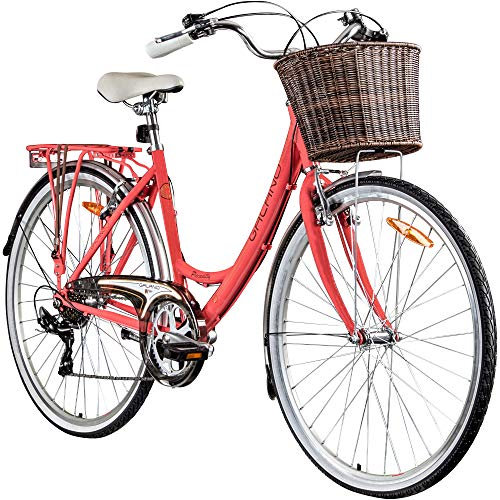 Galano Piccadilly 28 Zoll Damenfahrrad 7 Gang Citybike Stadt Fahrrad Damenrad Hollandrad (Coral, 48 cm)