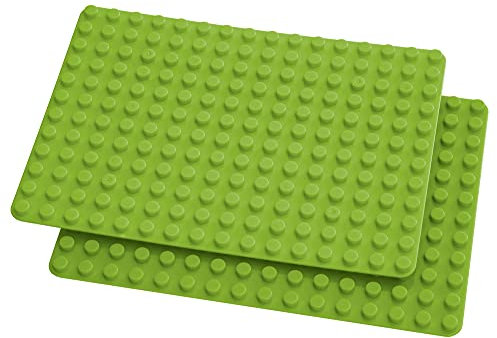 Fantifant Building Plate Set (2 pieces, farm green), Compatible with Duplo and Other Large Building Blocks
