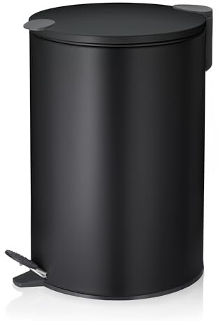 kela Treteimer 12l schwarz matt, Tretmülleimer mit Silent-Close-Deckel, Absenkautomatik MATS, Metall Mülleimer Küche Bad mit Inneneimer