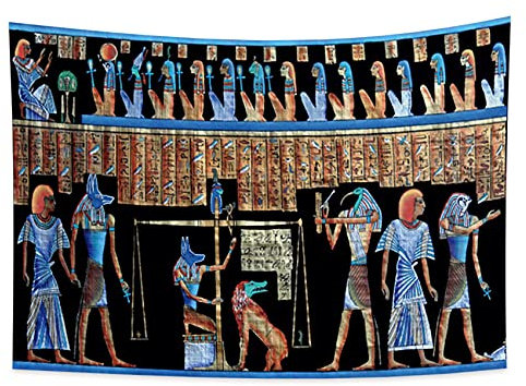 YONGFOTO 100x70cm Antikes Ägypten Tapisserie Gott Anubis Horus Unterwelt-Passage Balance Ruling Alte Zivilisation Wandbehang Tapisserien für Heim Wand-Dekor Tischdecke Decke
