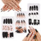 FLOFIA Halloween Nägel zum Aufkleben 72 Stk Künstliche Fingernägel Lang Spitz Vollabdeckung Nagelspitzen mit Kürbis Mond-Muster Kunstnägel 12 Größen für DIY Nagelkunst Nagelstudios