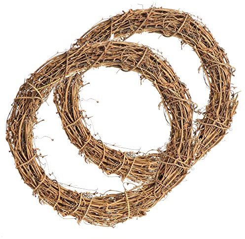 com-four® 2X DIY Deko Holz-Kranz zum basteln - Kranz aus Rattan zum Dekorieren z.B von Fenstern, Tische und Türen (2 Stück - Kranz Ø30cm Hellbraun)
