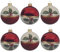 Decoris Weihnachtskugeln Glas 8cm x 6 Stück mit Motiven Mistelzweige mundgeblasen handbemalt rot weiß