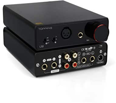 TOPPING L50 NFCA Amplificatore per Cuffie Bilanciato, TRS/RCA a 6.35mm/4-Pin-XLR Amplificatori per Cuffie, 3500mW×3500mW Amplificatore per Cuffie (Nero)