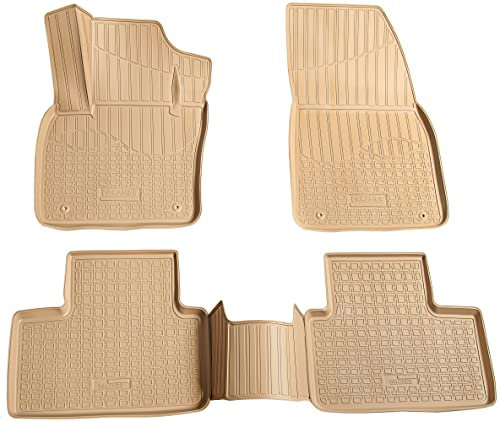 Recambo 3D Gummi Fußmatten kompatibel für Volvo XC40 | BJ ab 2017> | Auto Gummimatten | Passgenau | mit Rand | beige