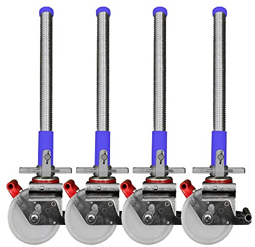 AC Steigtechnik Gerüstrollen 150 mm mit Stahlspindel, passend zu KRAUSE*, doppelt gebremst, lotrecht stehend, Set mit 4 Stück, passend zu Krause* und verschiedener Hersteller