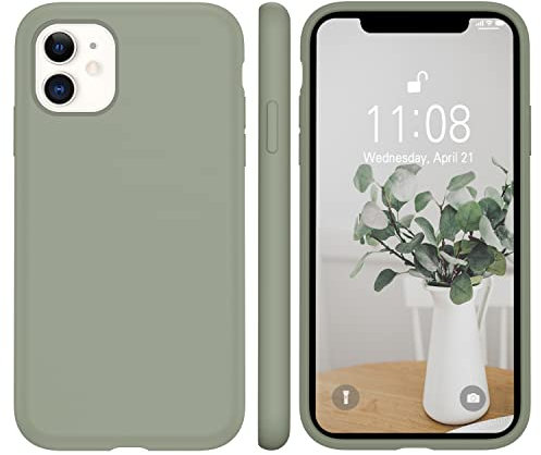 WXX für iPhone 11 Hülle Silikon Case, Ultra Dünn mit Microfiber, Flüssig Silikon Gel Gummi Kratzfeste Schutzhülle Matt Hülle für iPhone 11 6.1'' 2019 Kupfer Grün
