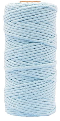 Vaessen Creative Makramee Garn Hellblau, 3mm x 100 m, 100% Baumwolle, in Verschiedenen Farben Verfügbar, DIY, Basteln von Dekoration Wie Blumenampel, Wandbehang, Windlicht, Traumfänger