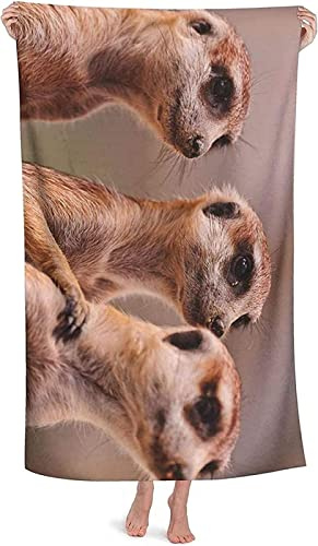 Strandtuch 70x150 cm 3D Tier Erdmännchen, Microfaser Handtücher, Strandlaken Handtuch, Schnell Trocknen Strandhandtuch Herren Frauen Badetücher, Badetuch, Strandtücher