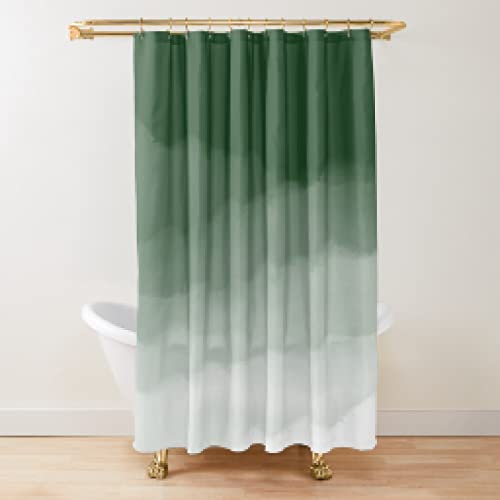 YTITILUCK Vert Sauge Aquarelle Ombre Rideau De Douche Salle De Bains Tissu Polyester Imperméable Moderne Rideaux Décor De Bain avec 12 Crochets 95x230cm (WxL) Extra-Long-Rideau De Douche