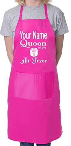 Print4U Personalised Apron Queen Of The Air Fryer Add Name Funny BBQ Baking Pink