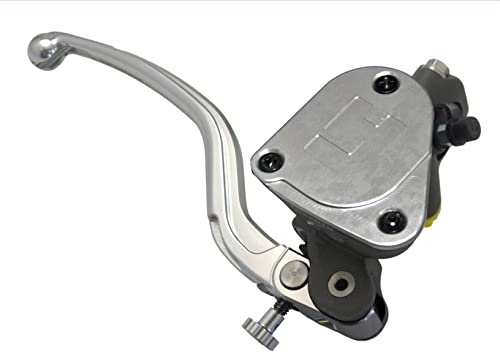 Pompa Freno Forgiata 16X18 Con Vaschetta Integrata,Leva Fissa Lunga Argento (Pomello+Leva) per Ducati Scrambler Classic dal 2015 al 2018, CC 800