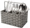 GRANNY SAYS Grey Utensil Holder, Pack of 1 Cutlery Holder for Table, Handwoven Wicker Utensil Organiser, Large Utensil Holder with Handle, Spoon Holder for Picnic Party, Kitchen Utensils Organiser