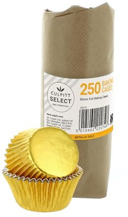 Culpitt Select Gold Baking Cases, Premium Foil Baking Cups, 50mm Cupcake Cases - Extra Large Pack of 250