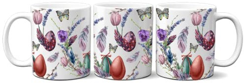 online-hut - Tasse - Kaffeetasse - Kaffeebecher - Ostern - Ostertasse - Ostereier - Zweige - Schmetterling - OT-21
