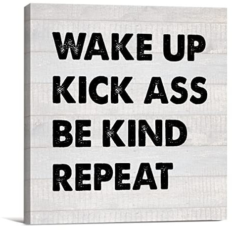 Country Positive Wake Up Be Kind Leinwanddrucke Wandkunst Dekor Schreibtisch Schild Computer Nerd Poster Gemälde Gerahmtes Kunstwerk 20,3 x 20,3 cm Home Office Regal Wanddekoration