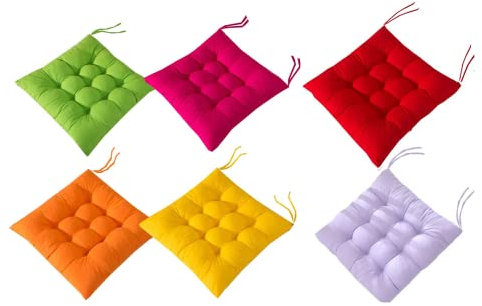 AGDLLYD 6 Coussins de Chaises Carrés 40x40 Coussins de Siège Décoration Maison Coussin Mat Matelassée,Confortable et coloré - Idéal pour intérieur et extérieur (6 Colors-B)