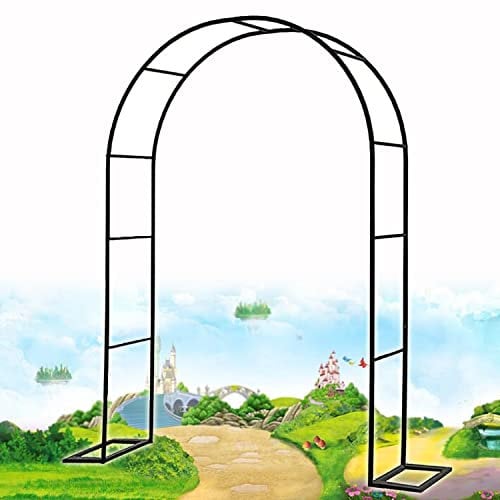 Large Metal Garden Arch For Climbing Plant Wide 1.4m 1.6m 1.8m 2.4m 2.8m 3.5m Sturdy Durable Rose Archway Weather-Resistant Iron Tubular Pergola Trellis (Color : Black, Size : 140x230CM/4.6x7.5ft)