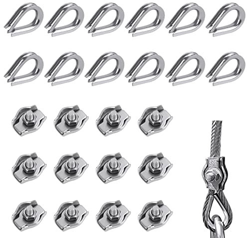 WUGU 12 pièces simplex Pince, serre-câble 3mm, serre-câble câbles en acier inoxydable,compris dé à 12 pièces, utilisé pour la fixation d'un auvent de corde à linge