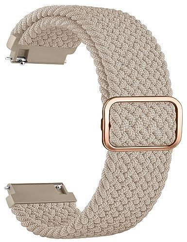 Amzpas Armband für Amazfit GTR 2/GTR 3/GTR 4 Armband,Nylon 22mm Verstellbares Geflochtenes Ersatzarmbänder für Amazfit GTR 47mm/GTR 3 Pro/GTR 2e/Stratos 3/Cheetah Pro Damen Herren (Milchtee)