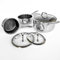 Cooksy 6-teiliges Topf-Set, sechseckige Oberfläche, Hybrid-Edelstahl, 1,5, 3 und 6 Quart Töpfe mit Deckel