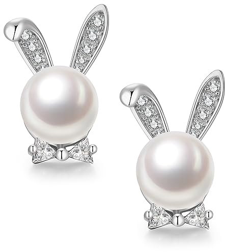 Ohrringe Ostern Kaninchen Schmuck Hase Ohrstecker Perle Hasen Ohrringe Silber 925 Mädchen Perlenohrringe Stecker Echt Silber