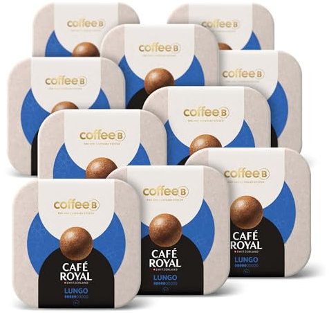 90 Coffee Balls Lungo - Boules de café haut de gamme 100% compostable - Spécialement conçues pour l'utilisation de la machine à café CoffeB by Café Royal