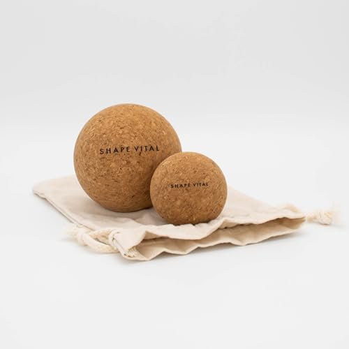 SHAPEVITAL Faszienball 2er-Set aus Naturkork zur Lösung von Muskelverspannungen - nachhaltiges Material, perfekt für Selbstmassage - inkl. Jute Beutel