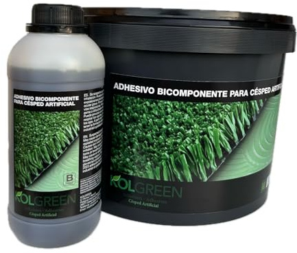 KOLGREEN (11 kg en total) - Adhesivo Bicomponente de Poliuretano para Césped Artificial y suelos de Caucho, Ideal para uso interior y exterior, Color Verde